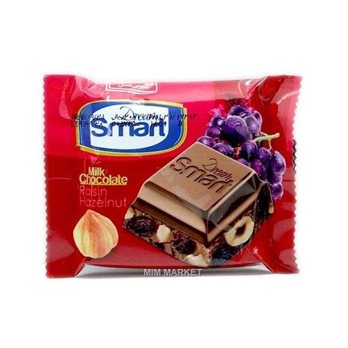 شکلات Dream Smart شیری با مغزی کشمش و فندق 50 گرمی شیرین عسل